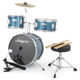 Garvee 3-teiliges Schlagzeug Set für Anfänger mit Becken & Basspedal, 74 cm, Blau - Blau