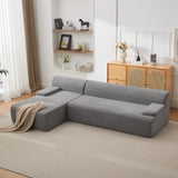 Garvee 108" Cloud Sectional Couch Mit Chaise, Ultraweicher Boneless Sofa, Corduroy Stoff, L-Förmig, Superfluffig, Wohnzimmer - Grau