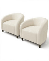 Garvee 2er-Set Bouclé-Clubsessel mit Seitentasche, hochdichte Polsterung, Kunststofffüße, Beige – für Wohnzimmer und Büro - Beige