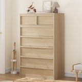 Garvee 7-Schubladen-Kommode Naturoak Für Schlafzimmer, 46 Zoll Hoch, Robust, Modernes Design - Holzfarbe