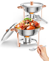 Garvee 2er-Set Buffet-Aufwärmschalen 5L Edelstahl Warmhalteplatten Roségold Für Partys Hochzeiten Events