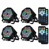 Garvee LED PAR Bühnenlicht 4er-Set, 36 × 1 W RGB LEDs, 7 Lichtmodi, Soundaktivierung, Fernbedienung & DMX - RGB