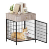 Garvee Holz-Hundebox-Möbel 59 x 52 x 74 cm Metall-Holz-Hundehütte für den Innenbereich Beistelltisch für Kleine Hunde, Braun