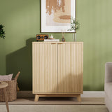 Garvee Buffet Schrank Mit Stauraum, Holz Sideboard, 2 Türen, Verstellbare Regale, Fluted Design, Metallgriffe, Natur, Esszimmer & Wohnzimmer