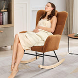 Garvee Schaukelstuhl Teddy Design, Hohe Rückenlehne, Weicher Plüsch, Modern, Komfortabel, Für Wohnzimmer & Schlafzimmer - Braun