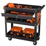 Garvee Werkzeugwagen 4-stufig 159 kg Tragkraft, Abschließbar, Metall, mit Rollen & Lochwand, Schwarz - Schwarz