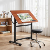 Garvee Verstellbarer Zeichentisch 0°-90° Neigung Stahl-Holz Mit Anti-Rutsch-Kante Für Künstler & Architekten 35,4"x23,6" Walnuss
