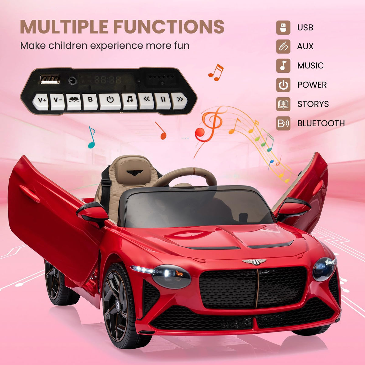 Kinder Elektroauto mit Musik USB und LED-Lichtern