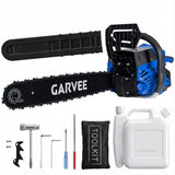 Garvee Profi-Benzin-Kettensäge 52cc – 18 Zoll (45 cm) Schwert, 2-Takt Motor für Holzarbeiten, Baumfällen & Sturmaufräumarbeiten - Blau