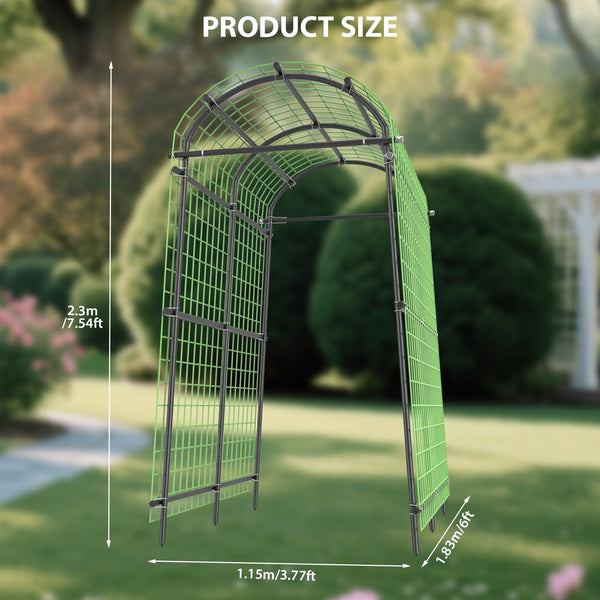 Produktmaße Gartenbogen Rankhilfe Höhe 2,3m Breite 0,89-1,14m Tiefe 1,83m