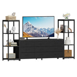 Garvee TV-Schrank, Fernbedienung, LED, 9 Schubladen, Kippschutz, Schwarz - Schwarz