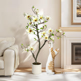 Garvee Künstlicher Magnolienbaum 4 ft Weiß Mit Verstellbaren Ästen Für Innen & Außen Büro & Zuhause Hochwertiges Material Stabiler Sockel - Wie gezeigt