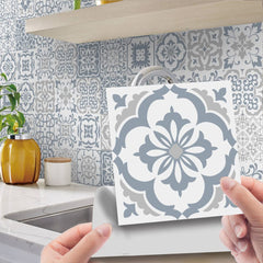 GARVEE 24pcs Vintage Selbstklebende Vinyl Fliesenaufkleber Für Küche Und Bad 10x10cm Grau Wasser- & Hitzebeständig