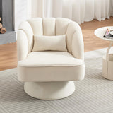 Garvee Samt Armlehnstuhl 360° Drehbar, Holzrahmen, Für Wohnzimmer & Leseecke, Beige - Beige