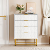 Garvee 4-Schubladen-Kommode Mit Großem Stauraum, MDF-Holz, Goldene Metallbeine Für Schlafzimmer & Flur, Modern, Robust, Kratzfest - gold