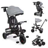 Garvee skalierbares Baby-Dreirad 6-in-1 Kinderfahrrad mit umkehrbarem Sitz für Sonne und Pedal, Grau, 10 Monate bis 5 Jahre - Grau
