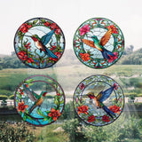 Garvee Buntglas-Fensterfolie Rund Bunt Kolibri Statisch Für Heimdekoration 25,4x25,4 cm