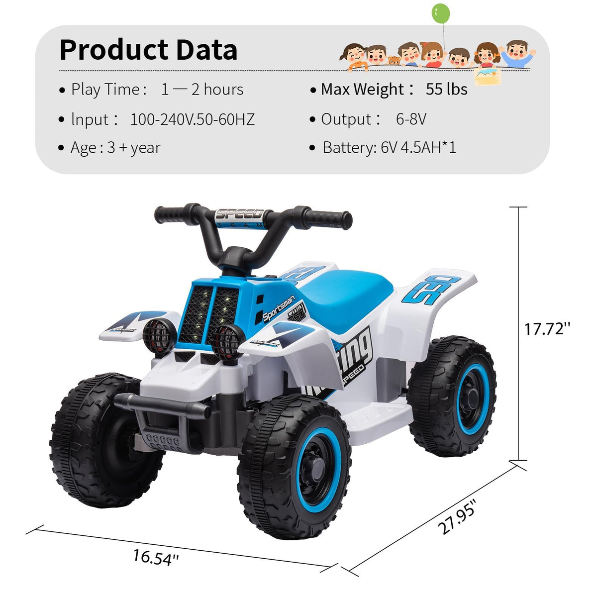 Elektro-Quad Kinder ATV Maße 70 x 42 x 45 cm