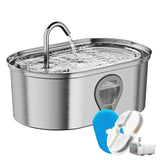 Garvee Katze Trinkbrunnen 3.5L Edelstahl Leiser Pumpenfilter Sichtfenster Für Katzen Und Hunde
