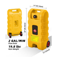 Garvee Gelb 15 Gallonen Kraftstoffkanister Mobil mit Rädern Handpumpe 57L für Auto Boot Rasenmäher ATV