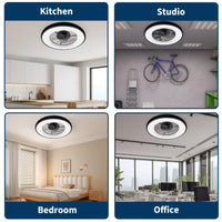 Garvee Deckenventilator Mit LED Licht, Ringdesign, Geräuschlos, Acryl, Für Schlaf & Wohnzimmer, Schwarz