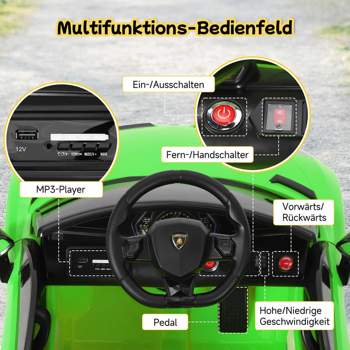 Multifunktions-Bedienfeld mit MP3-Anschluss, Modus-Schalter, Geschwindigkeitsregelung und Fahrpedal