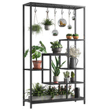 Garvee Indoor Pflanzenständer 5-Stufig Metallrahmen Mit Haken Für Balkon & Wohnzimmer 70,9 Zoll Schwarz - Schwarz