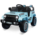 Garvee 12V Kinder-Elektroauto, elektrisches Spielzeugauto mit 2,4-GHz-Fernbedienung, Bluetooth-Musikfunktion, Hupe und LED-Scheinwerfern, für Kinder von 3 bis 8 Jahren, Blau - Blau