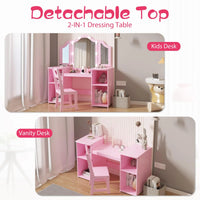 Garvee Prinzessin Schminktisch Mit LED Licht, Spiegel, Stuhl, 104×41×117 cm, Rosa