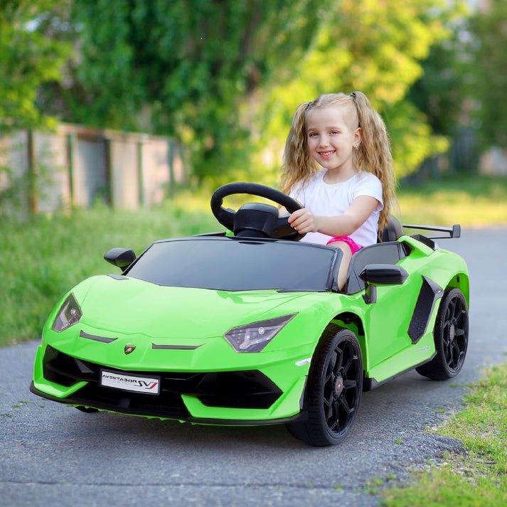 GARVEE Offiziell lizenziertes Lamborghini Elektro-Kinderauto mit LED-Scheinwerfern und originalgetreuem Sportwagen-Design