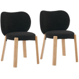 Garvee Schminkstuhl Teddy Stoff, Ergonomisch, Holzbeine, Platzsparend, Für Schlafzimmer & Büro, Schwarz - Schwarz