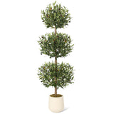 Garvee 5FT Künstlicher Olivenbaum Dreifach-Kugel-Topiary UV-beständig Moss & Topf Für Innen & Außen Grün - grün