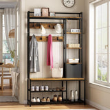 Garvee 5-in-1 Garderobe Mit Sitzbank, 12 Haken, Schuhregal Für Flur & Eingangsbereich, MDF & Stahl, Stabil, Stauraum, Modernes Design