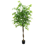 Garvee Künstlicher Indoor-Baum Mit Gummiblättern, Natürlichem Stamm, Stabilem Pflanzgefäß Für Zuhause & Büro, Modern, Pflegeleicht - 180 cm