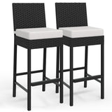 Garvee Barhocker Set 2, 71 cm, PE Rattan, Stahlrahmen, Wetterfest, Für Garten & Terrasse - Weiß