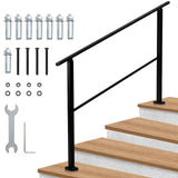 Garvee Metall Handläufe Für Außentreppen, Höhenverstellbar, Robustes Eisen, Sichere Griffe, 4 Stufen, Beton & Veranda - Schwarz