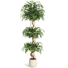 Garvee Künstlicher Ficus Baum 180 cm – Formbar, Pflegefrei, Weißer Topf, Realistische Indoor & Outdoor Dekoration