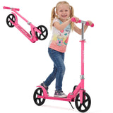GARVEE Kinderroller faltbar mit 8-Zoll-PU-Rädern, 4-fach höhenverstellbar, breite rutschfeste Trittfläche und Hinterradbremse, Rosa - Rosa