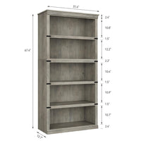 Garvee Bücherregal 171 cm, 5-stöckiges Standregal im Landhausstil, offenes Holzregal mit 5 Ablagen und Stauraum, für Homeoffice, Wohnzimmer & Schlafzimmer, Grau