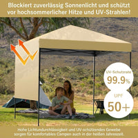 GARVEE 2,5 x 2,5 m Pop-Up Pavillon, Wasserdichtes Gartenpavillon mit UV-Schutz, Höhenverstellbar und Tragetasche, Ideal für Garten, Camping und Outdoor Events, Cremefarben