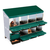 Garvee 8-Fach Hühner Nistkasten (Wandmontage) – Verzinkter Stahl, Roll-Away Design, 107.5 x 52 x 79 cm - Grün