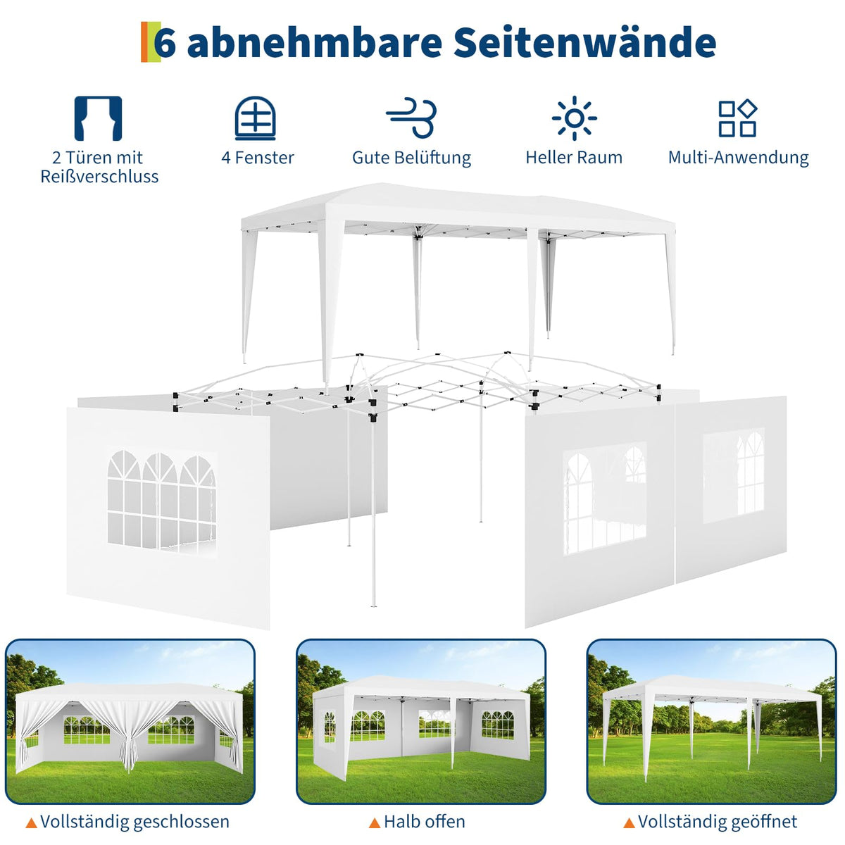 Schneller werkzeugloser Aufbau durch Pop-up-System