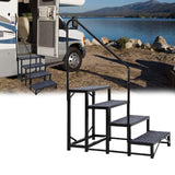 Garvee 4-Stufen RV Treppe Mit Handlauf, Rutschfeste Matten, 660 lbs Tragkraft, Stahl, Tragbar, Für Wohnwagen & Pool, Schnell Montierbar