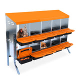Garvee 10-Loch Hühnernistkasten mit Beinen 133×52×95 cm – Orange, Hygienisch & Effizient für Großfarmen - Orange