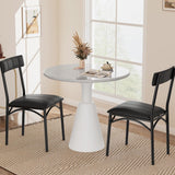 Garvee Esszimmerstühle Set 2, PU-Leder, Ergonomisch, Robust, MDF & Stahl, Küche & Apartment, 18.59"L x 17.09"W x 33.89"H, Schwarz - Schwarz