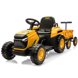 Garvee 12V Kindertraktor elektrisch, Spielzeug-Traktor mit Doppelmotor, elektrisches Aufsitzfahrzeug für Kinder ab 3 Jahren, Gelb - Gelb