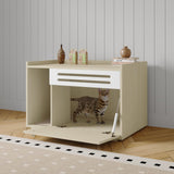 Garvee Katzenklo Schrank mit Klapptür, 80 × 50 × 51,5 cm, Katzenklo Möbel mit großem Innenraum, Katzenhaus mit Ablagefläche - Weiß