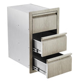 Garvee Edelstahl Outdoor Küchen Schubladen 3-Lagig Wetterfest Mit Griffen Für BBQ Insel Patio Grill 14.7"x18.5"x24.5" Silber