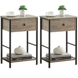 Garvee Nachttisch Set 2er Mit Schublade & Regal Für Schlafzimmer Und Wohnzimmer, Verstellbare Beine, Grau, Robust Und Sicher - grau