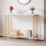 Garvee Kleiner Sofa-Beistelltisch Mit Glasablage Und Metallrahmen Für Flur Und Wohnzimmer, Wasserfestes Holz, Verstellbare Füße, Schmal, Schwarz - Gold